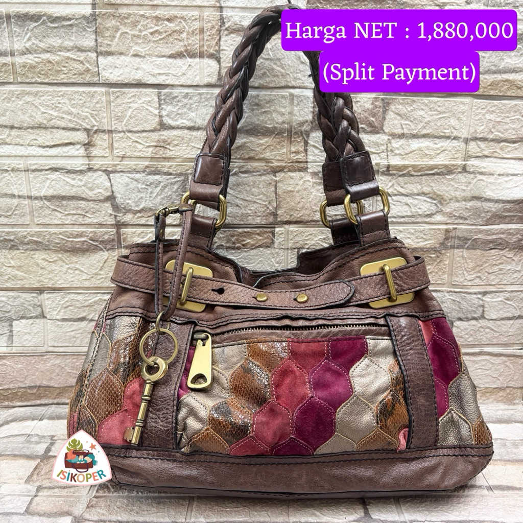 544# NET-Preloved Fossil Fiftyfour PW multicolor Hobo Shoulder
