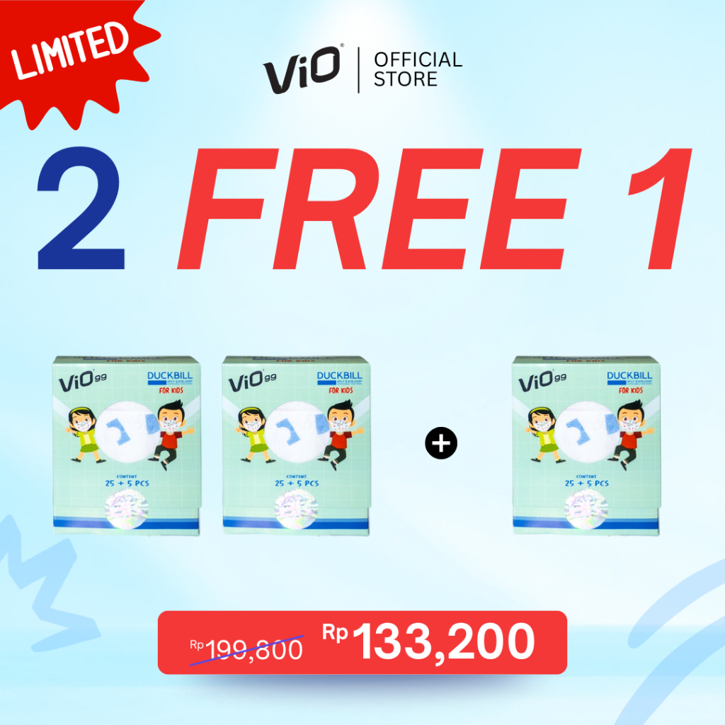 BUY 2 GET 1 - Vio Duckbill Anak Mask 30's 4Ply Earloop Kids Mix Motif (PAKET ISI 3)