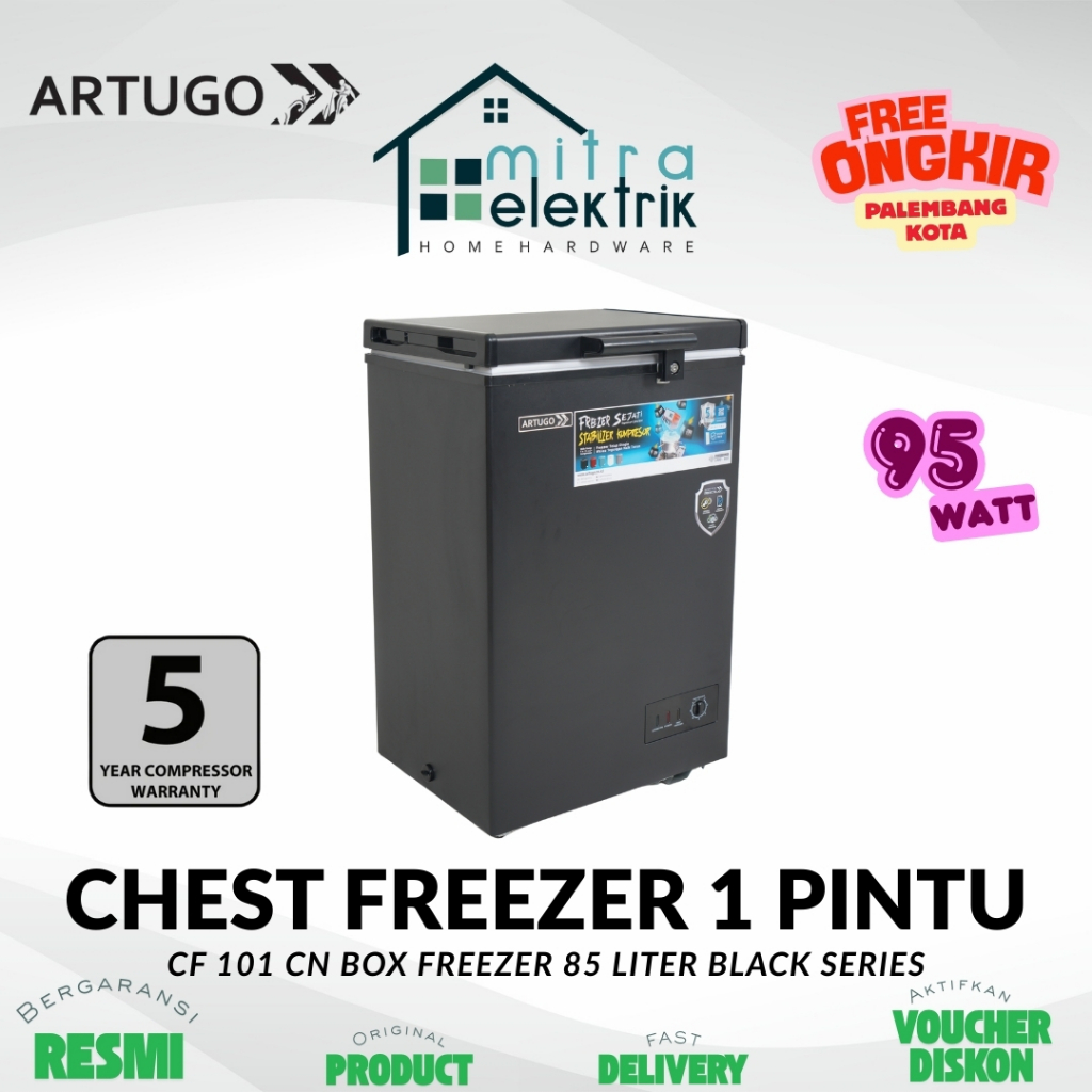 Chest Freezer ARTUGO CF-101CN 85 Liter 95 Watt Fiber Black Series