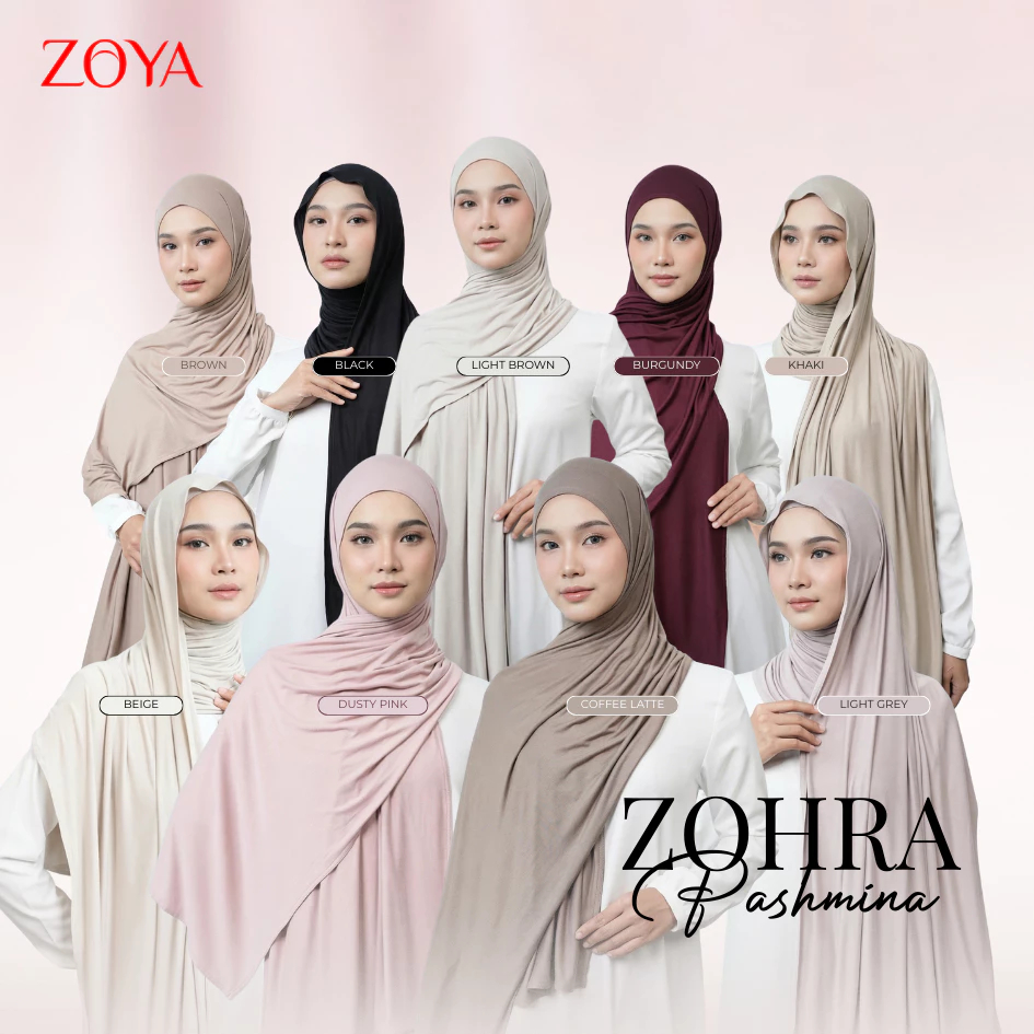 Zoya Pashmina Zohra - Hijab Pashmina Polos - Bahan Viscose Spandex