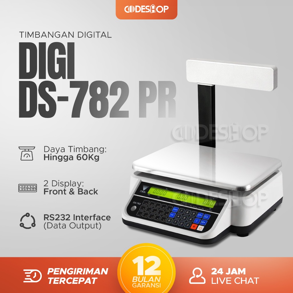 DIGI DS-782 PR Timbangan Digital Timbang Computing Scale Tipe Pole Display 30kg DS782