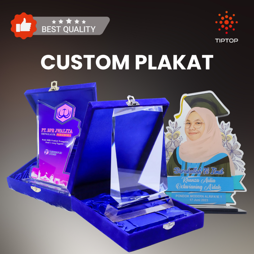 Plakat Akrilik Custom Nama | Plakat Penghargaan | Hadiah Wisuda & Kantor