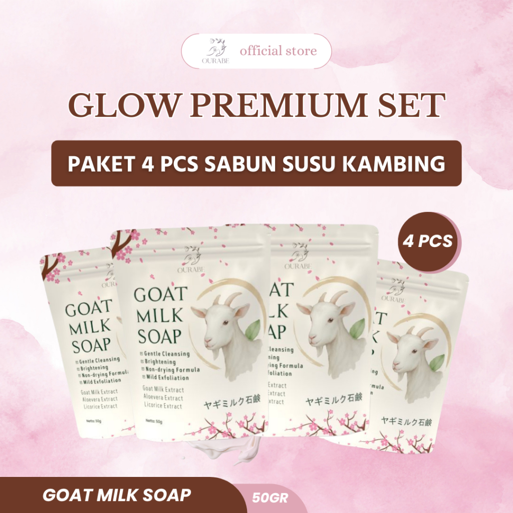 Ourabe Goat Milk Soap (PAKET 4 PCS) - Sabun Susu Kambing Brightening & Gentle Cleansing Formula Jepa