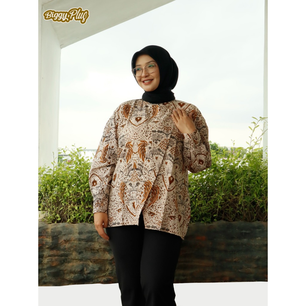 BIGGYPLUS - Kemeja Batik Kinanti Kemeja Batik Cewek Kemeja Batik model Terbaru 3XL LD 120 4XL LD 130