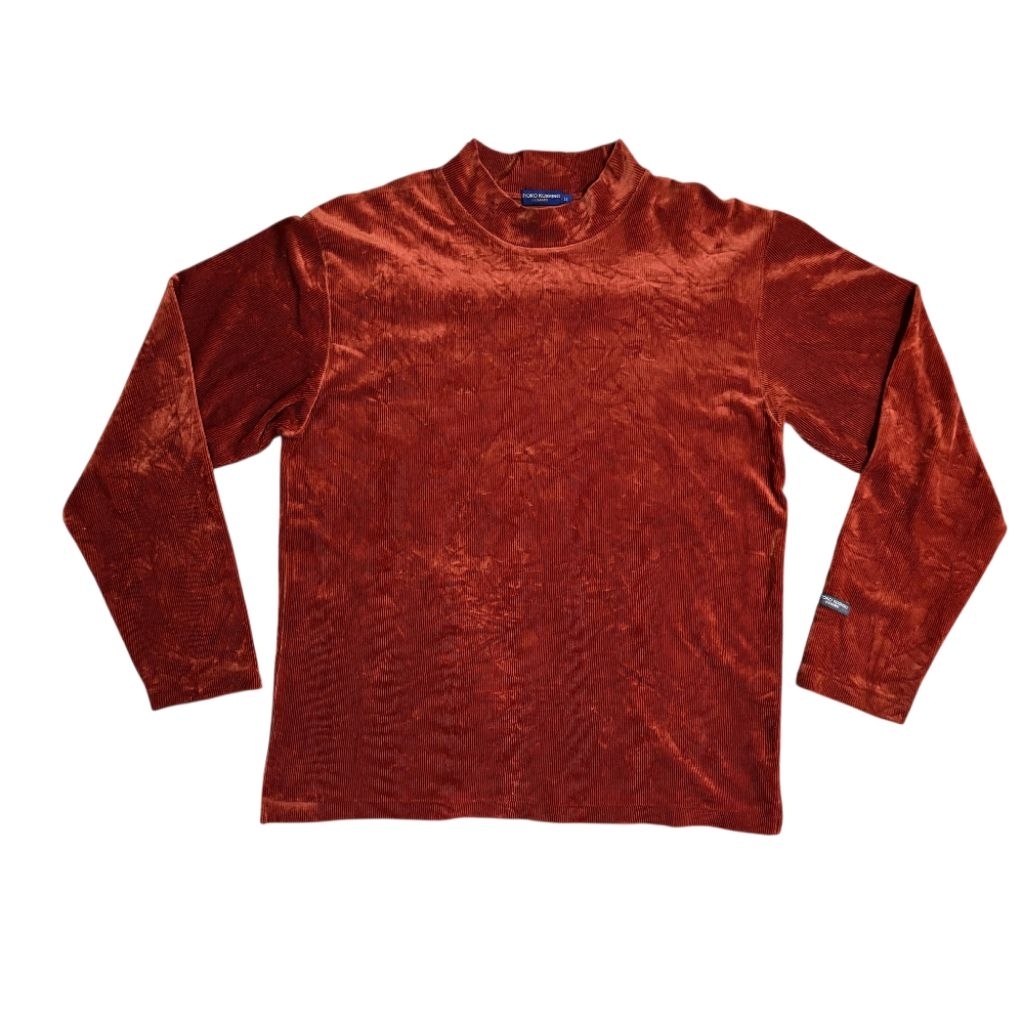 Vintage Hiroko Koshino Homme Ribbed Velour Mock Neck Shirt Size L-XL