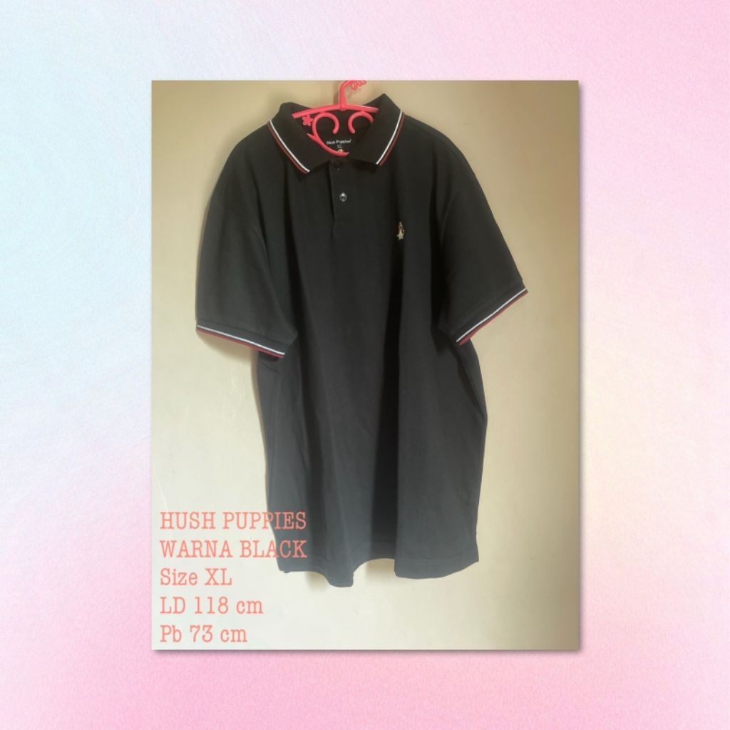 POLO SHIRT HUSH PUPPIES BLACK// KAOS HUSH PUPPIES PRIA