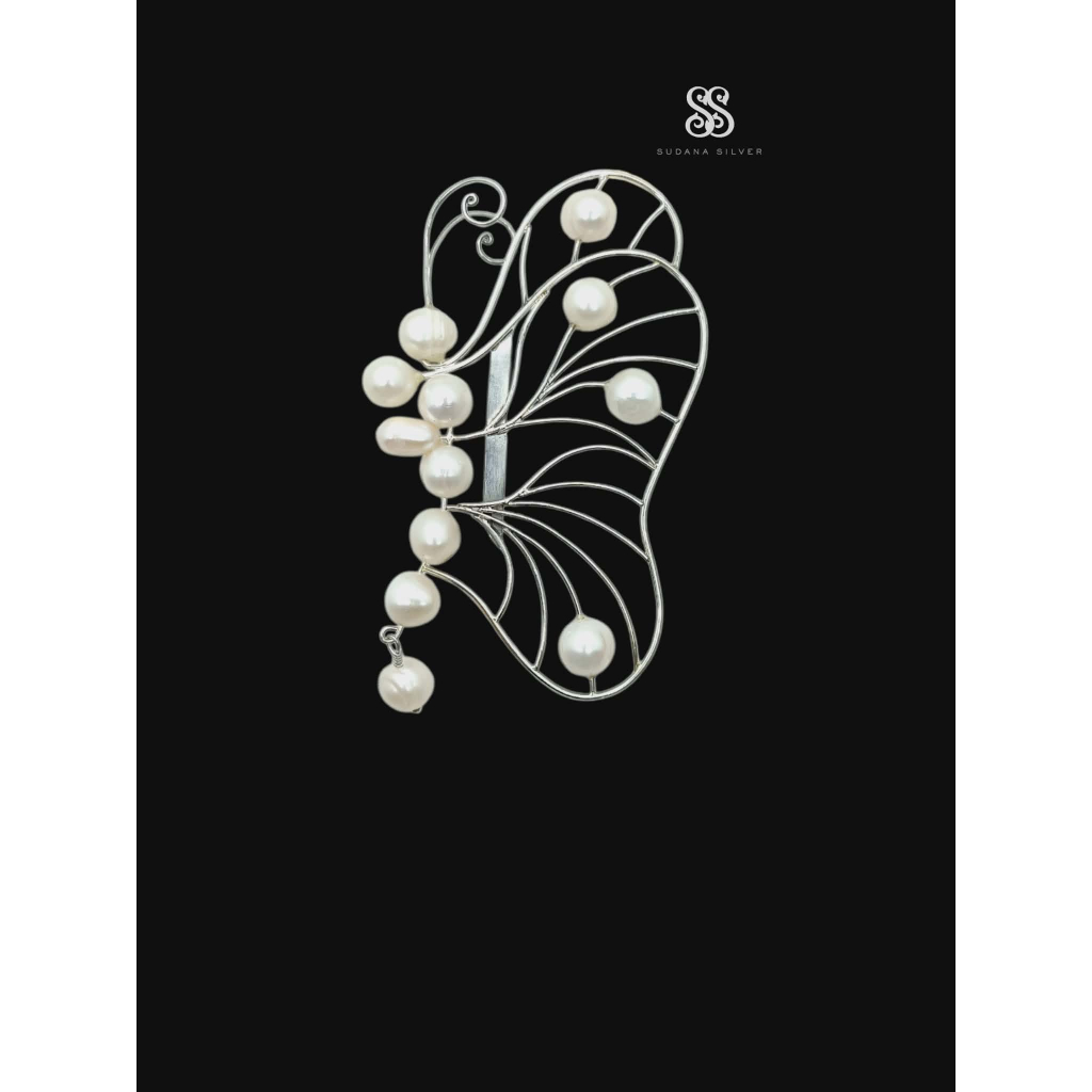 Bros Mutiara Kupu-Kupu Silver 925 Handmade Bali Aksesoris Jewellery
