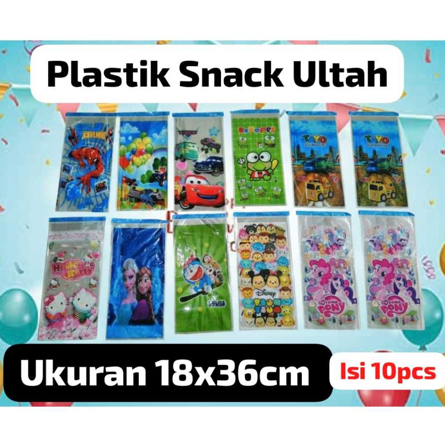 10pcs Plastik Tebal Bingkisan Snack Ulang Tahun 18x36cm / Plastik Snack Ultah Lucu/ OPP Party bag Ul