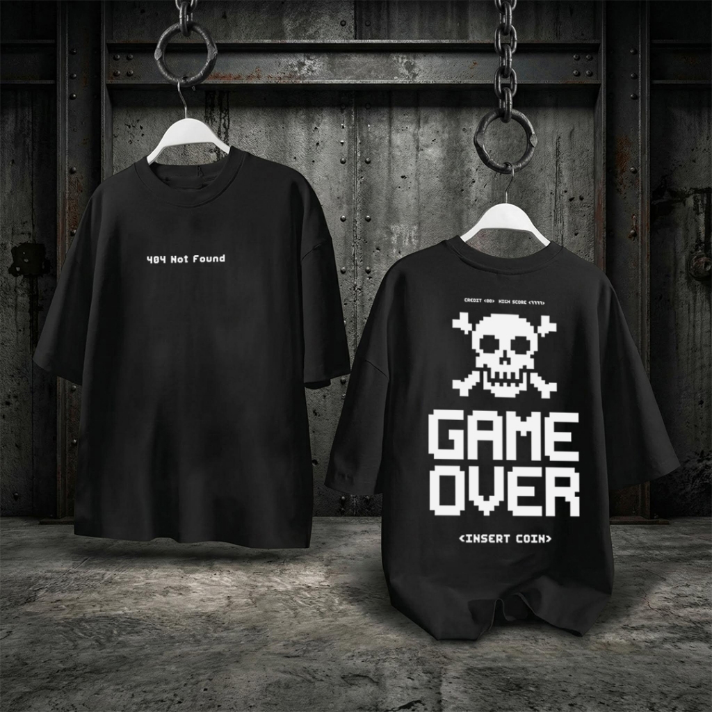 HYPERDRIP - OVERSIZE T-Shirt " GAME OVER " | Kaos Oversize Unisex | Cotton Combed 20s Tebal | Baju D