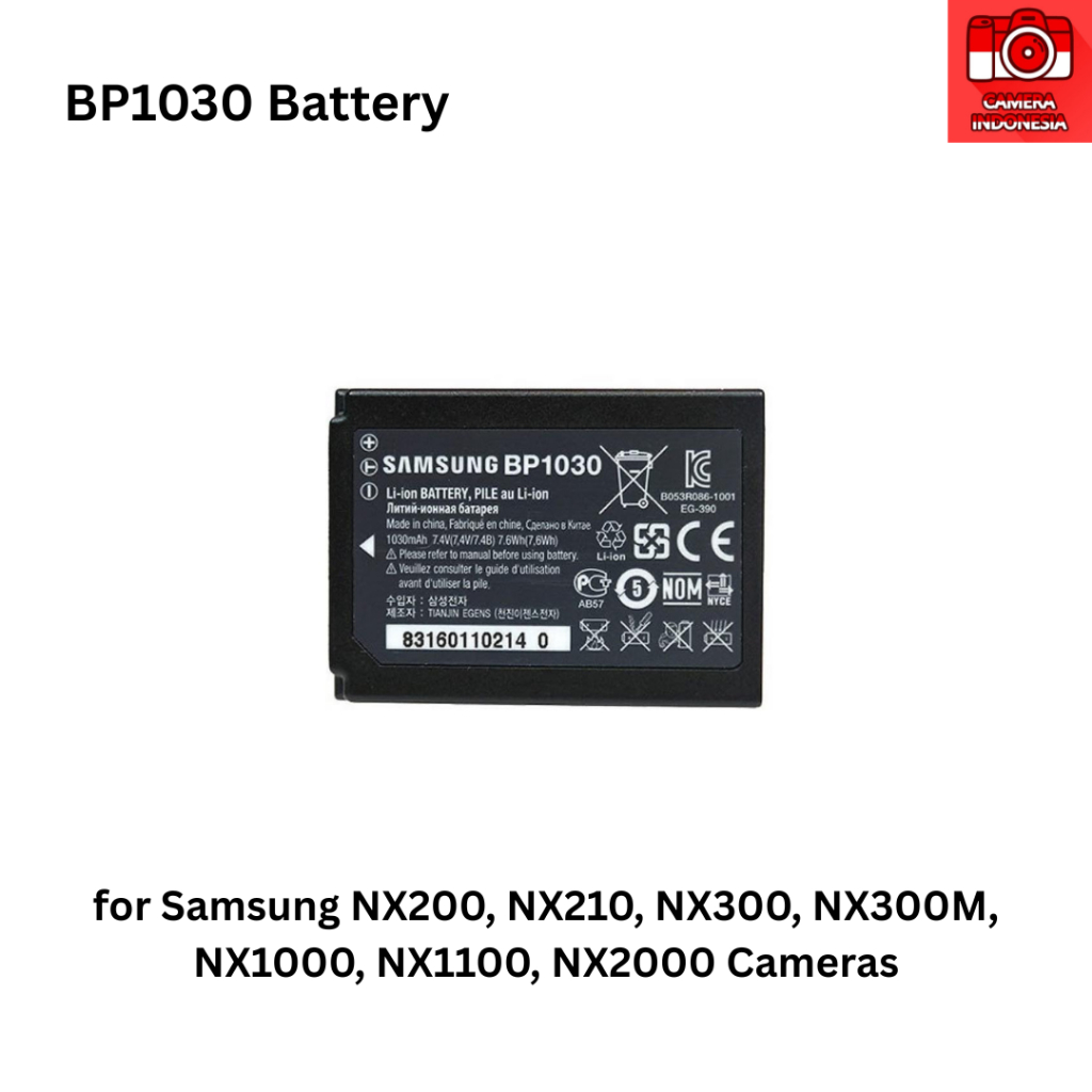Baterai BP1030 BP-1030 Kamera Samsung NX200, NX210, NX300, NX300M, NX1000, NX1100, NX2000