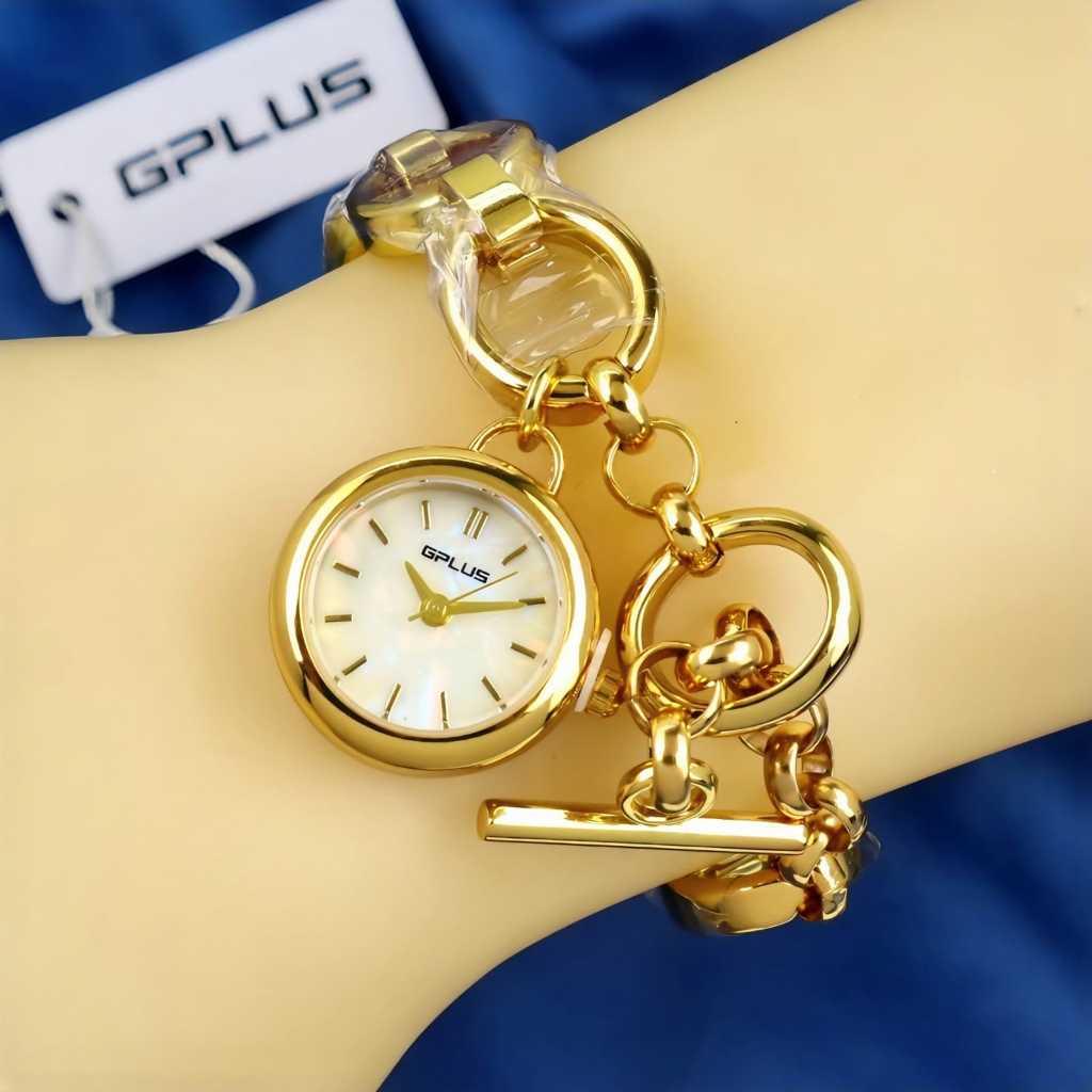 Gp5-9001 Jam Tangan Wanita Gplus Rantai Stainless Steel Gembok Free Box Diameter 20mm