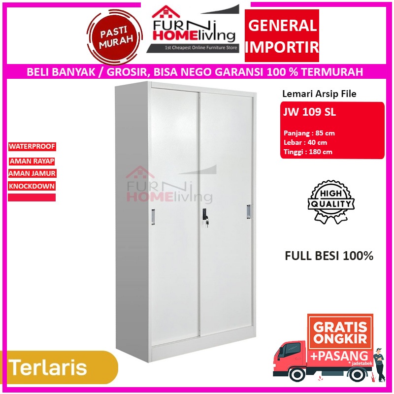 (PROMO) Lemari Arsip Besi Filing Cabinet Besi 2 Pintu Sliding JW 109 SL