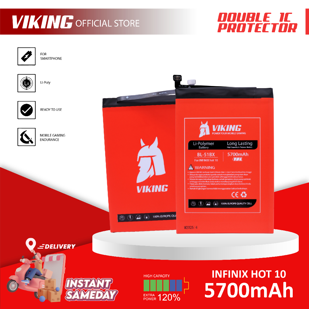 VIKING Baterai Infinix Hot 10 - Hot 11 - Note 8 BL-51BX Double Power