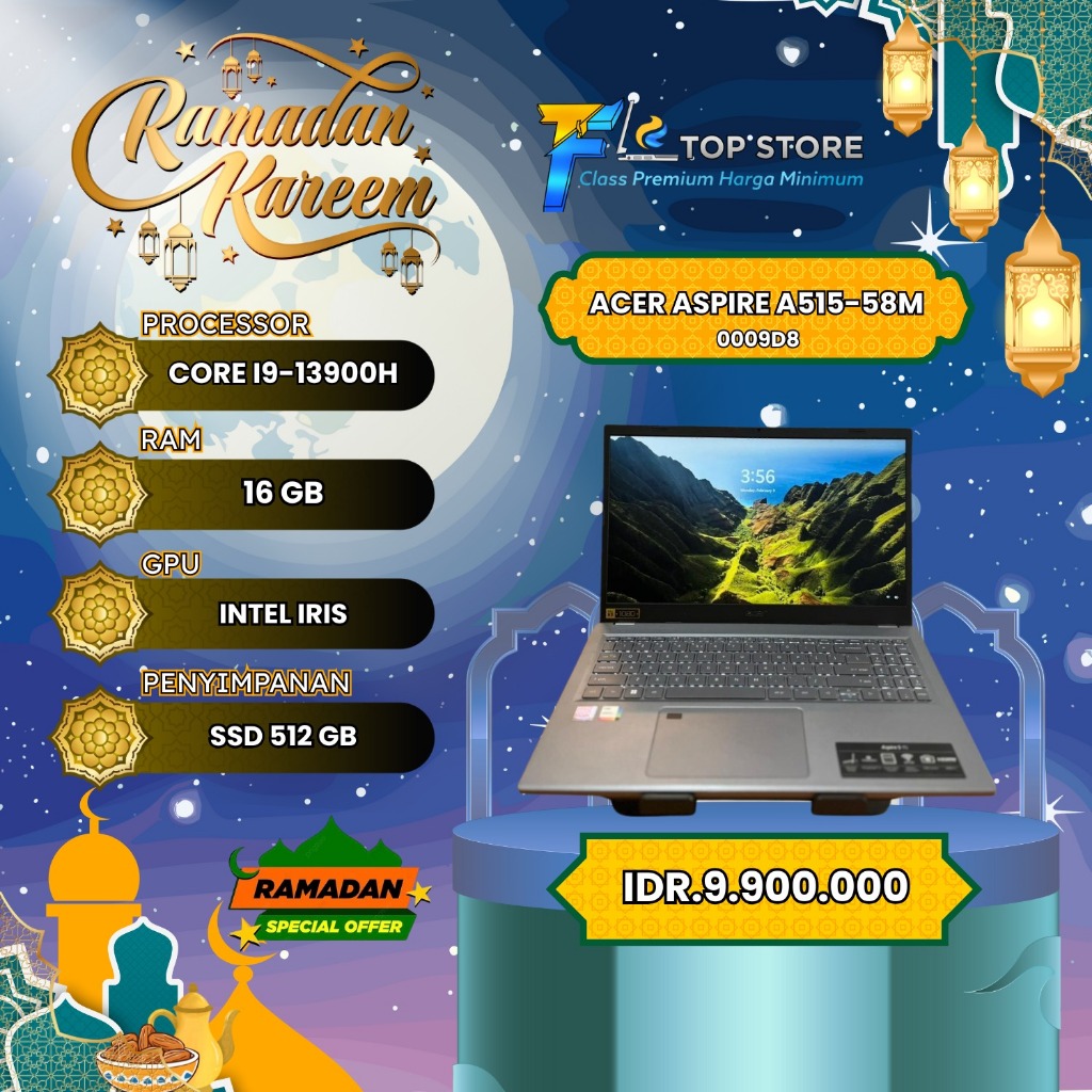 LAPTOP ACER ASPIRE A515-58M INTEL CORE I9-13900H SSD 512/16GB