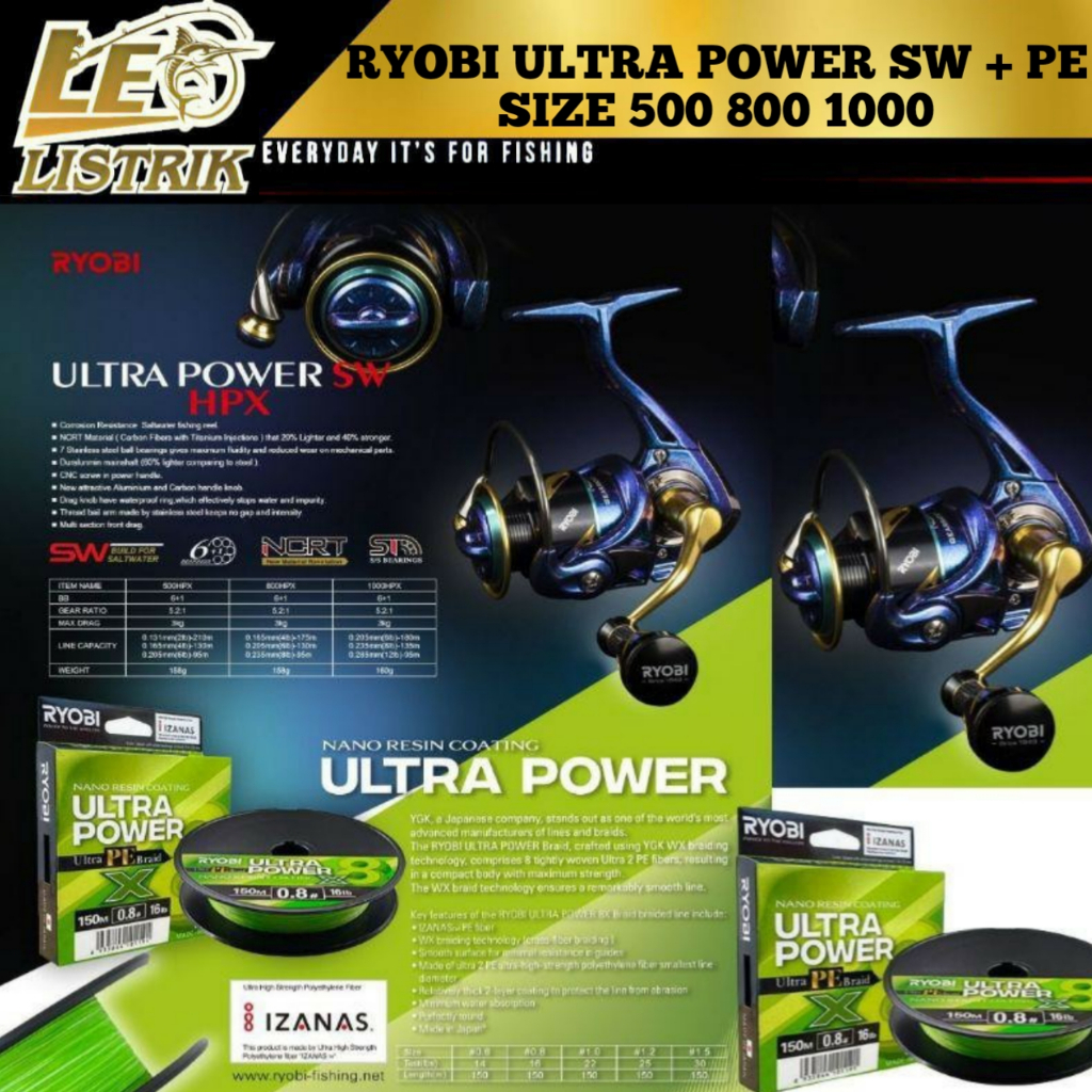 REEL RYOBI ULTRA POWER SW HPX 500 800 1000 ULTRALIGHT