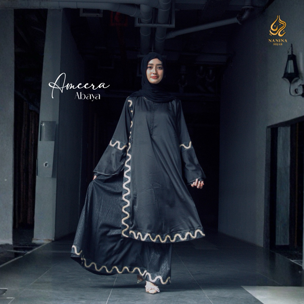 Nanina Hijab - Abaya Ameera (Abaya Hitam Glamour Design)