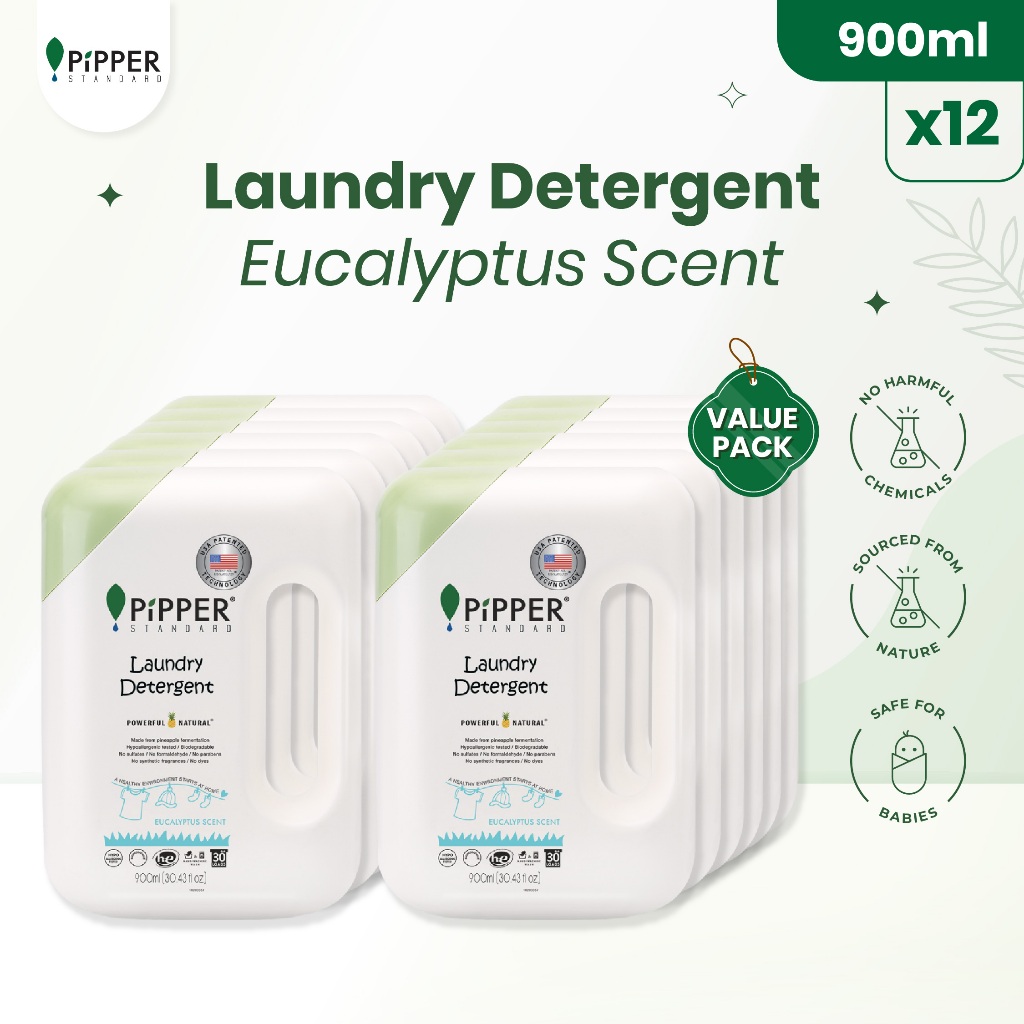PiPPER Laundry Detergent Eucalyptus Scent Value Pack 12x 900 ml