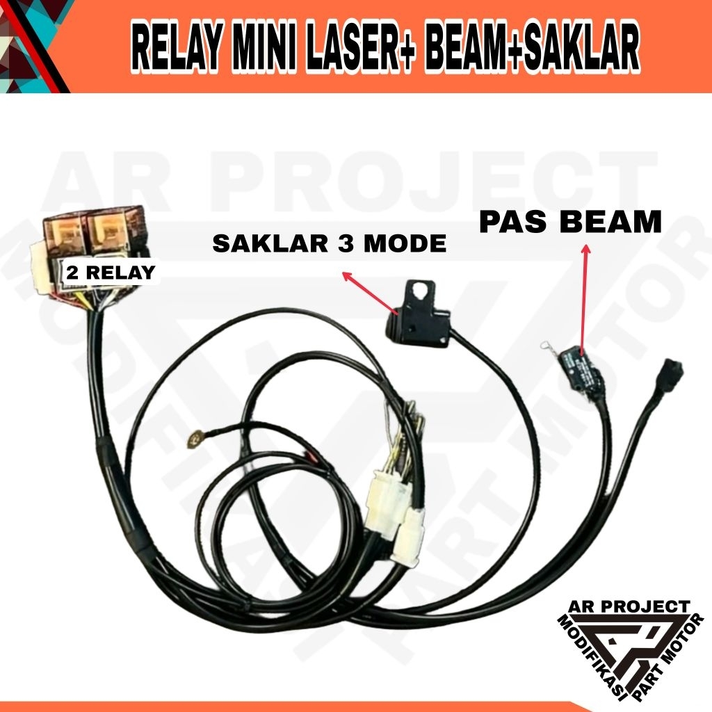 RELAY SET MINI LASER PREMIUM + SAKLAR DAN LAS BEAM PNP SEMUA LAMPU Relay D2
