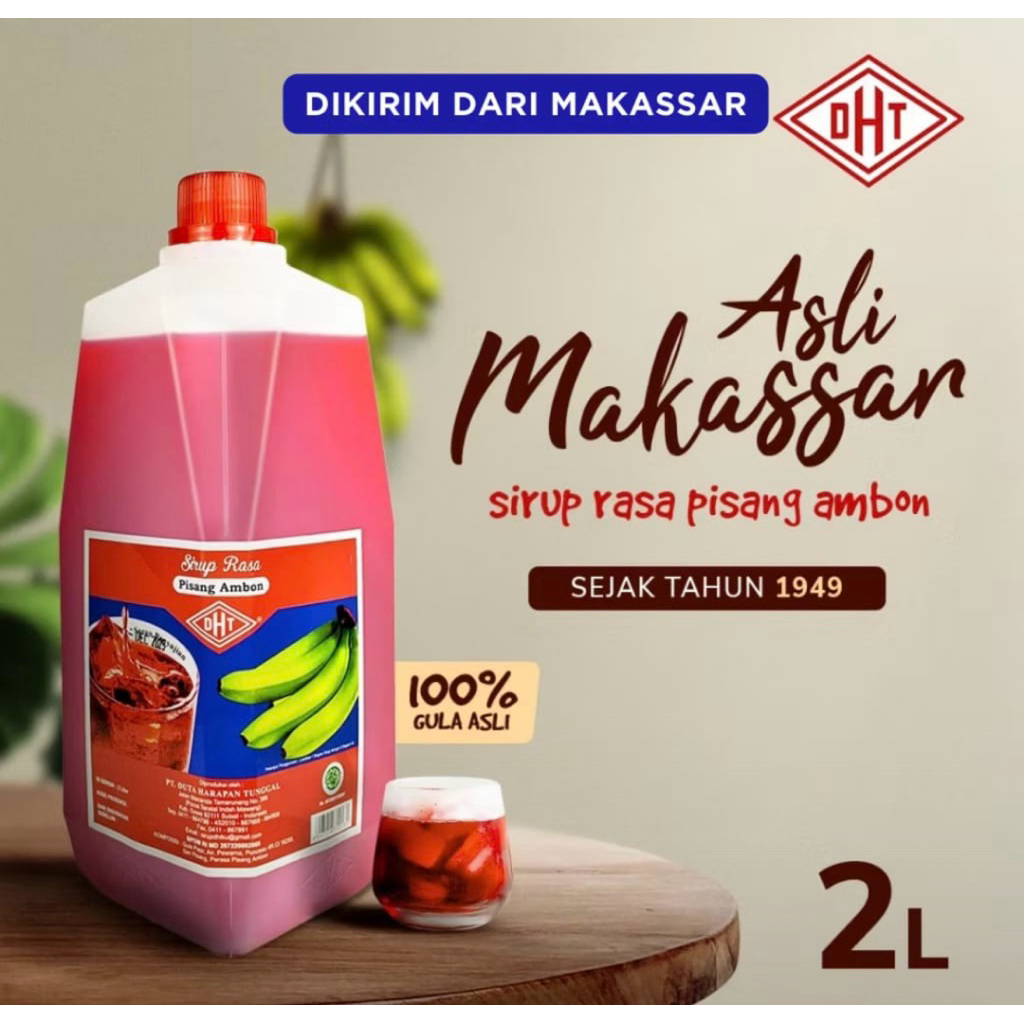 Syrup DHT Pisang Ambon 2 liter Asli Makassar - Sirup Merah