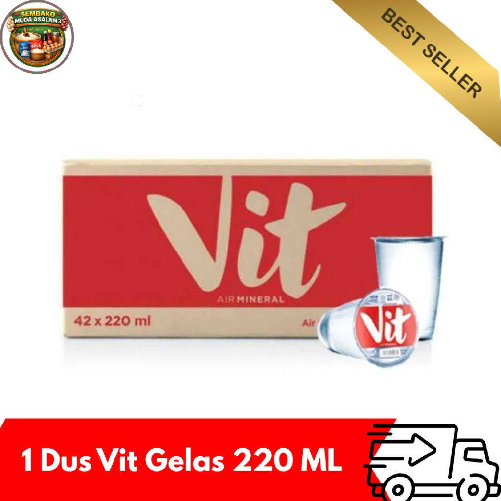 Vit Gelas Air Mineral 220 ml / 1 Dus isi 48 gelas / Air Mineral Vit Gelas