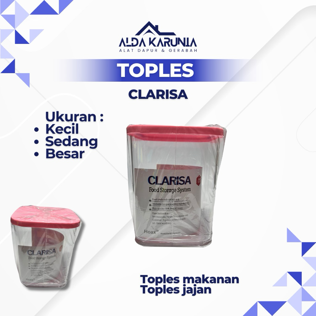 Toples Clarisa Ukuran Kecil Sedang Besar - toples cantik berkualitas - toples makanan dan jajan