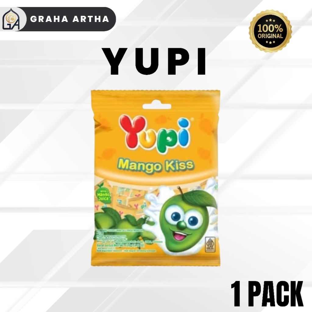 YUPI MANGO KISS 1 BUNGKUS| GUMMY CANDY YUPI | YUPI PERMEN/YUPI MANGO KISS permen yupi kiss 120gr