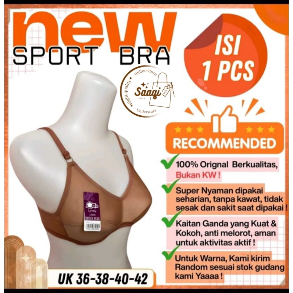 DN LOVELY Sport Bra Wanita Tanpa Kawat Bahan Katun Lembut Nyaman Dipakai Nyaman Untuk Sehari hari Si