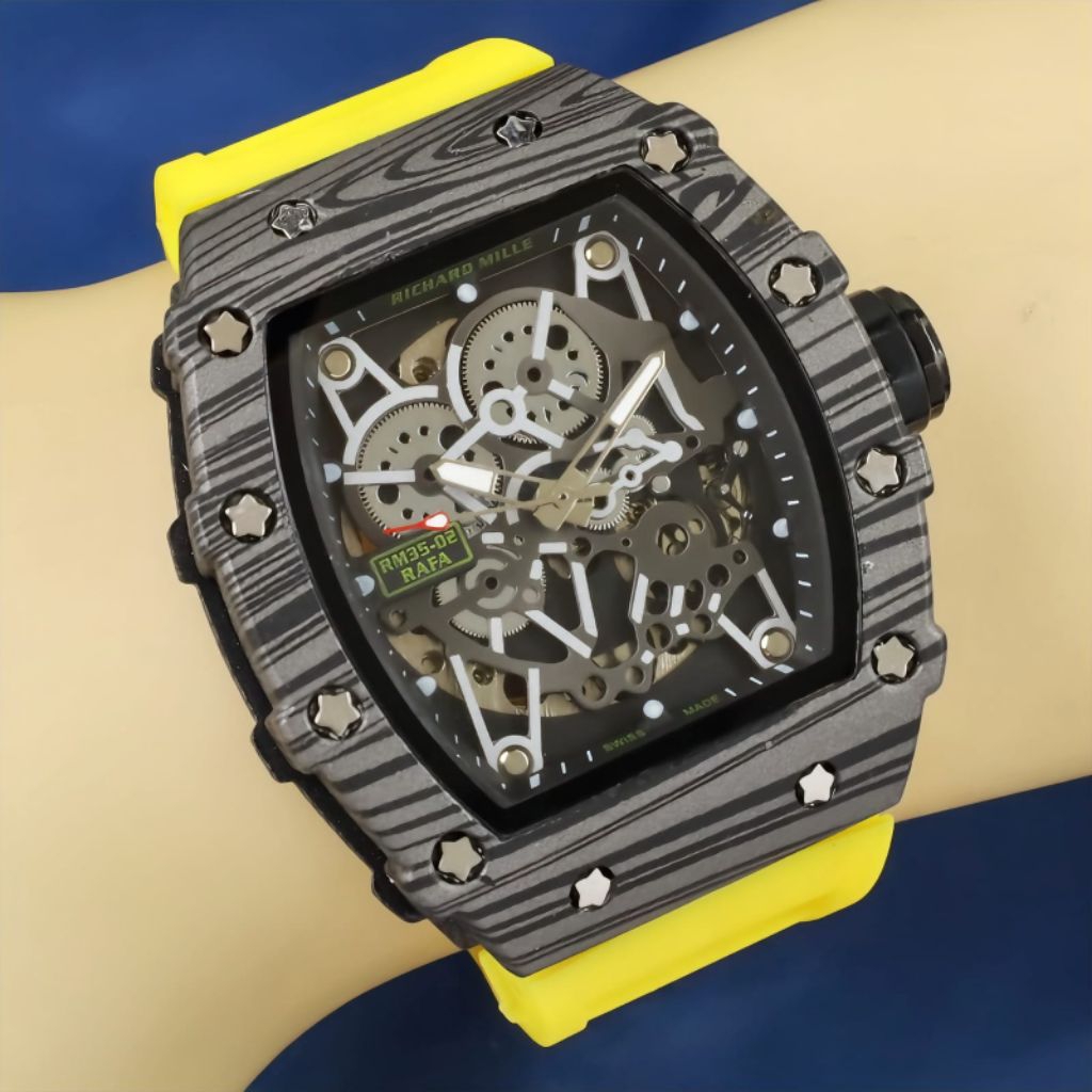 Jam Tangan Pria Skeleton Sport Luxury – Desain Richard Mille Style – Automatic Mechanical