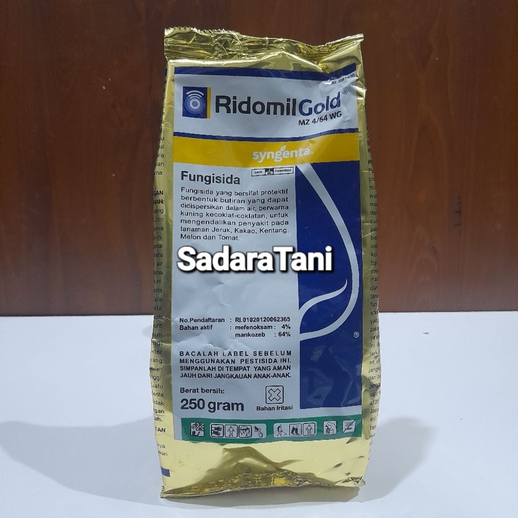 Fungisida RidomilGold MZ 4/64WG 250Gr Bahan aktif : mefenoksam 4% + mancozeb 64%