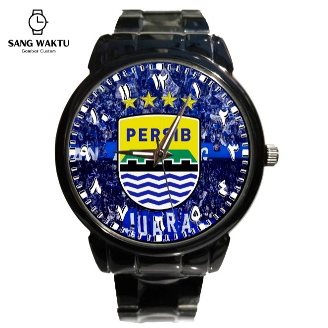 Jam Tangan Pria Keren Stainless Logo Persib Angka Arab