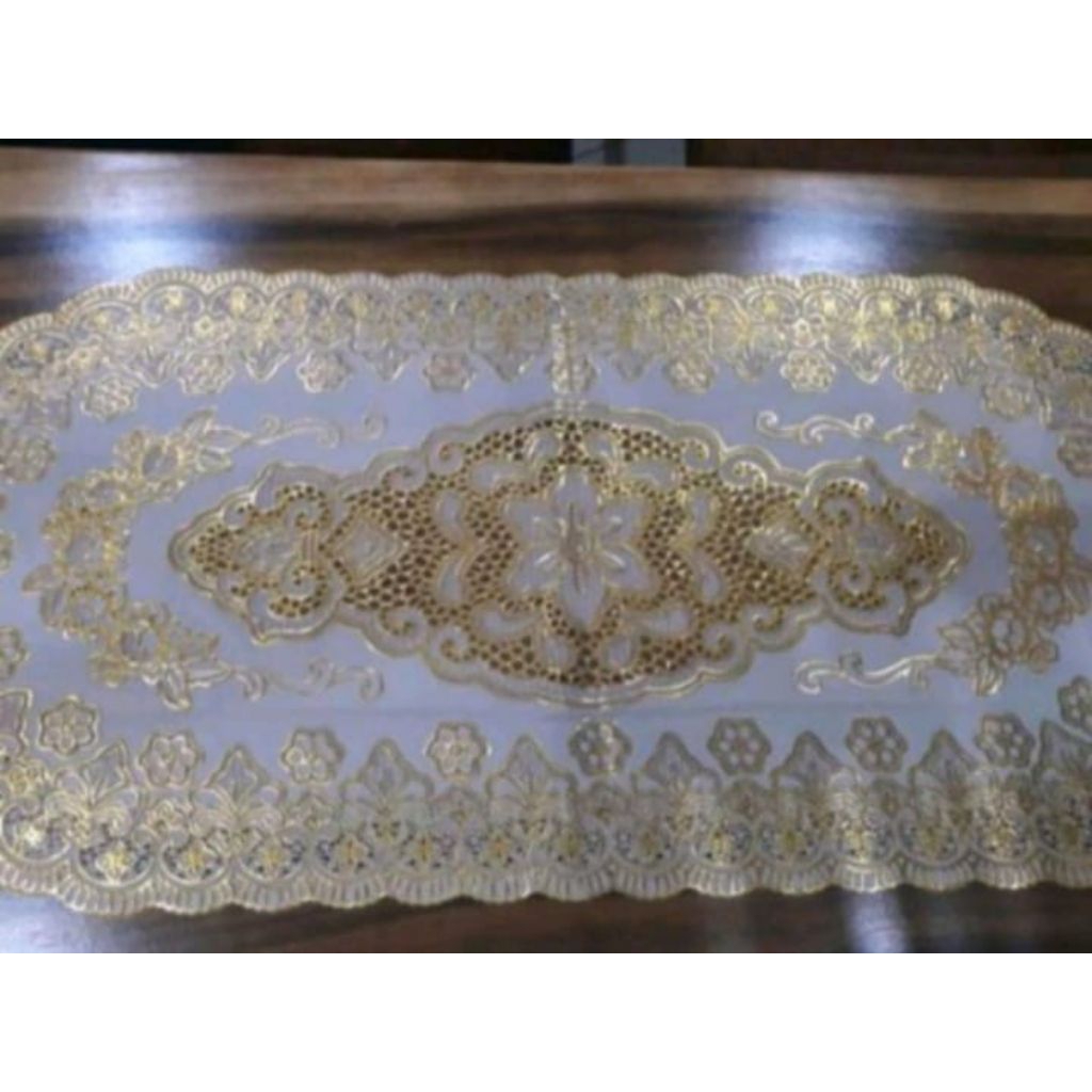 Taplak Meja Vinyl Anti Air Taplak Ruang Tamu Oval/Persegi Uk Jumbo 60x120cm