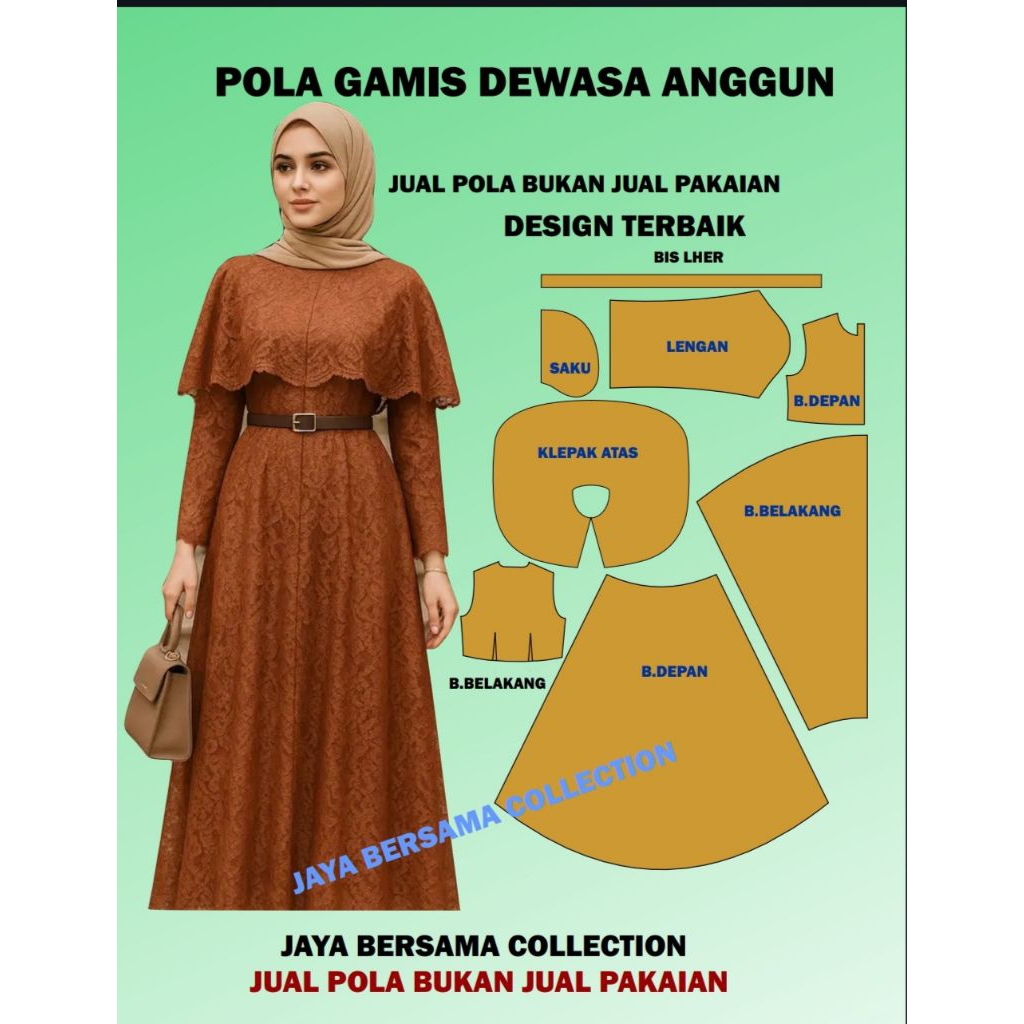 Pola gamis dewasa model pari model anggun