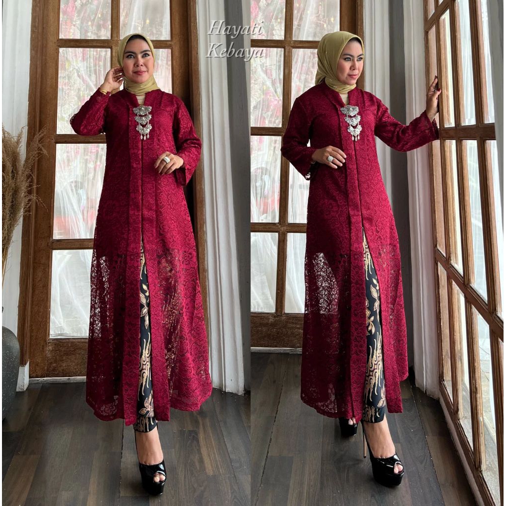 Atasan Kebaya Jumbo Ld 120 Set Kebaya Tunik Brokat Modern Kartini Floy Panjang Bahan Brukat Premium