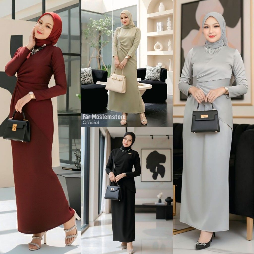 QUEEN DRESS BRIDESMAID GAMIS KONDANGAN ORIGINAL MAXMARA LUXURY SLIMMING BODY FIT FAR MOSLEMSTORE