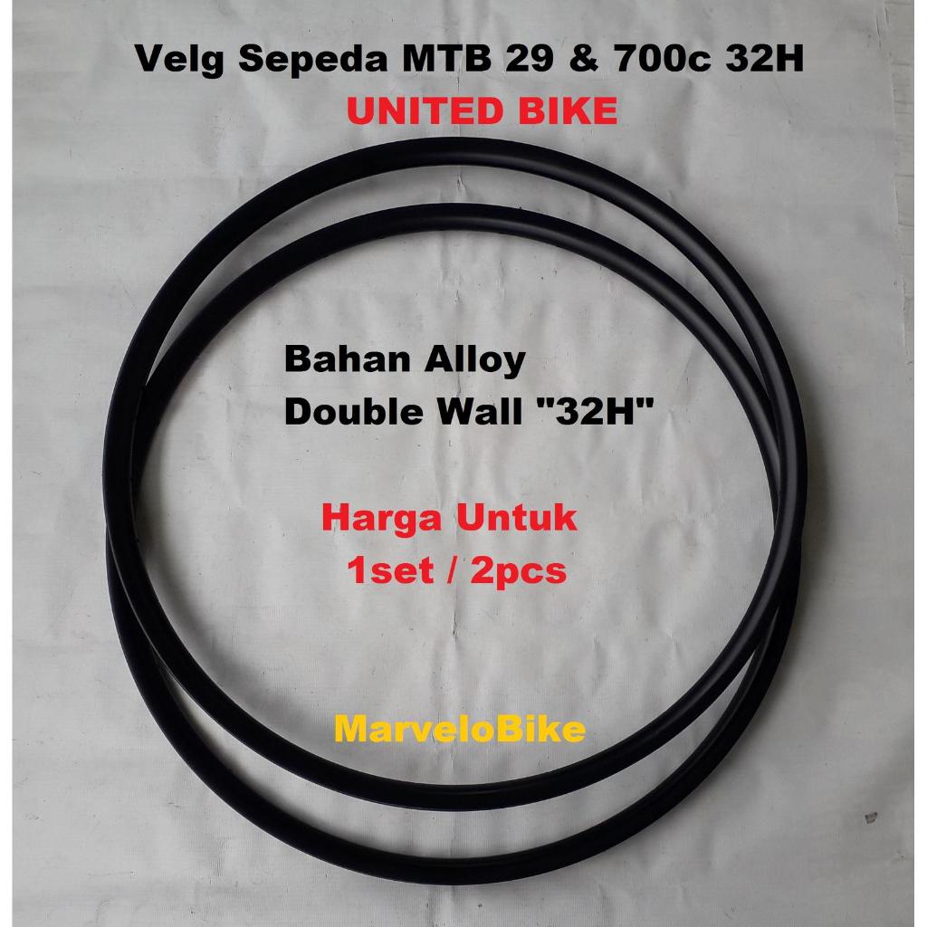 Rims Velg Sepeda MTB 29 Fixie RoadBike 700c 32 Hole FV Merk UNITED