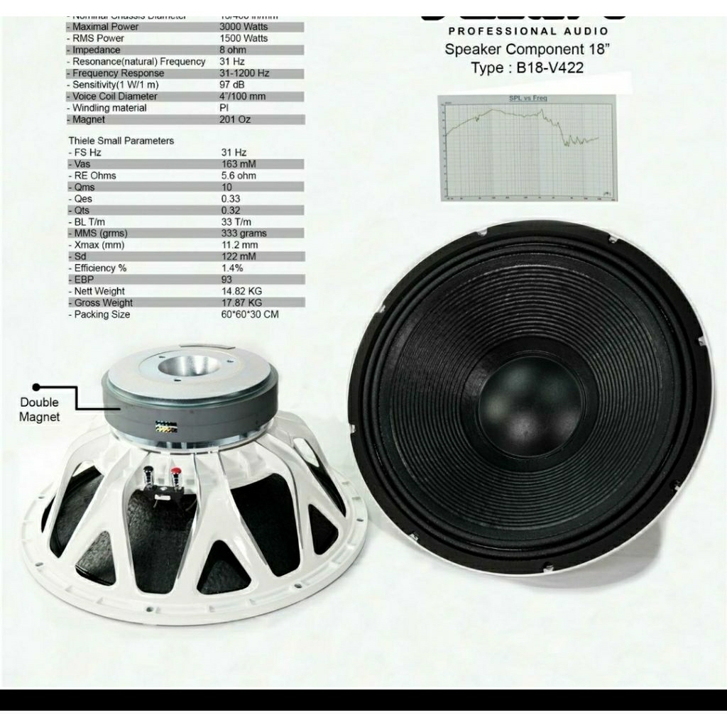 Speaker komponen subwoofer 18 inchi Merek BETAVO original