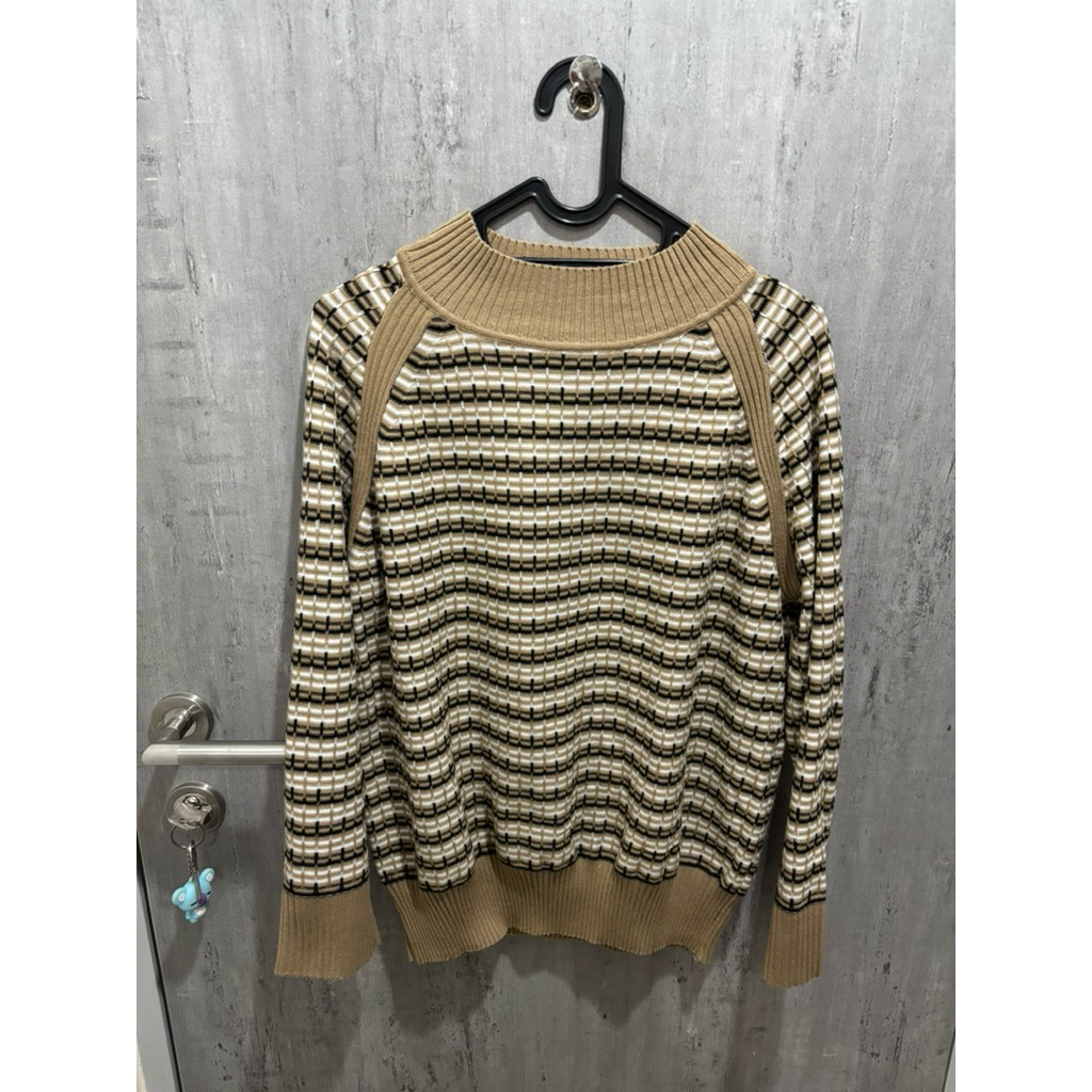 THIS IS APRIL X SYIFA HADJU HIJAB FRIENDLY NUDE BROWN KNIT OUTER SWEATER TOP