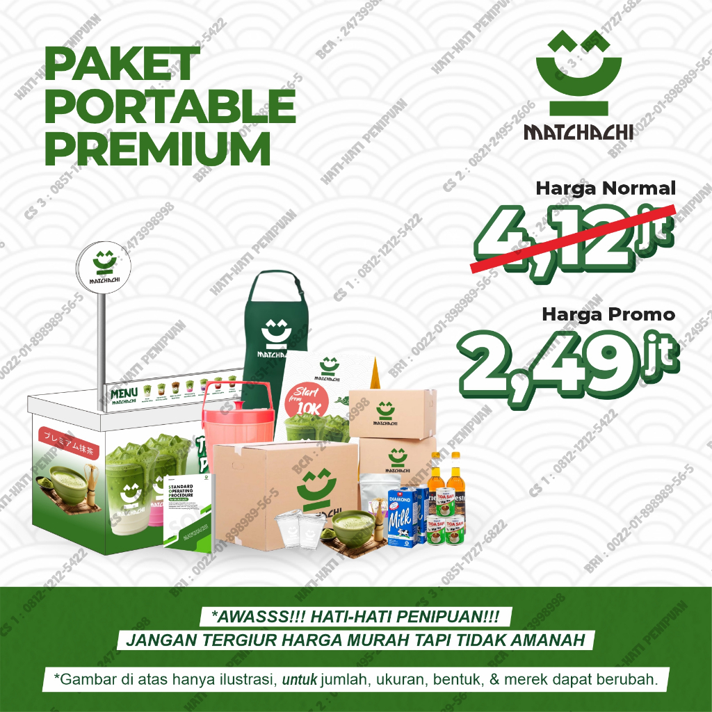 Paket Usaha Minuman Matcha Lengkap - Booth Portable Premium
