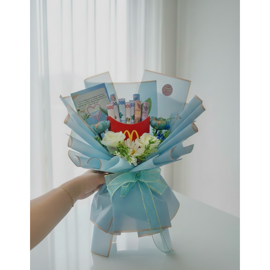 Bouquet Uang Custom Box Kentang MCD Unik Viashi / Buket Uang Wisuda / Buket Ulang Tahun