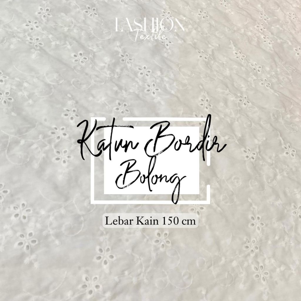 Kain Katun Bordir Bolong Motif Bunga Kecil Terbaru Terlaris | Bahan Baju blouse Tunik SCS9294 Lt1