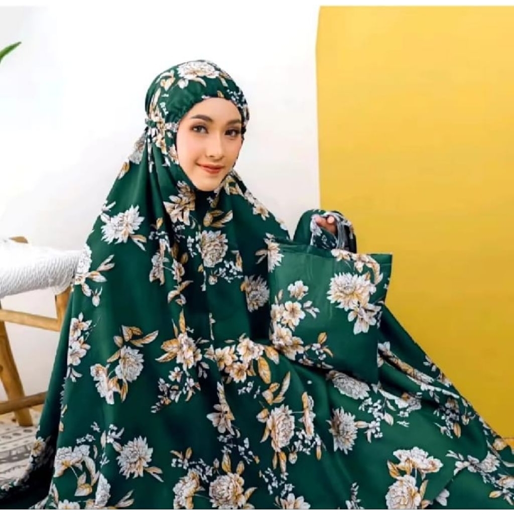 mukena dewasa 2 in 1 motif bunga mukena batik bali traveling adem dan nyaman jumbo hingga BB 90kg