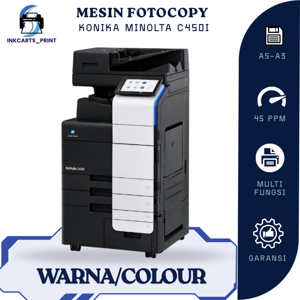 KONICA MINOLTA Bizhub C450i Mesin Fotocopy Warna Rekondisi Multifungsi A3