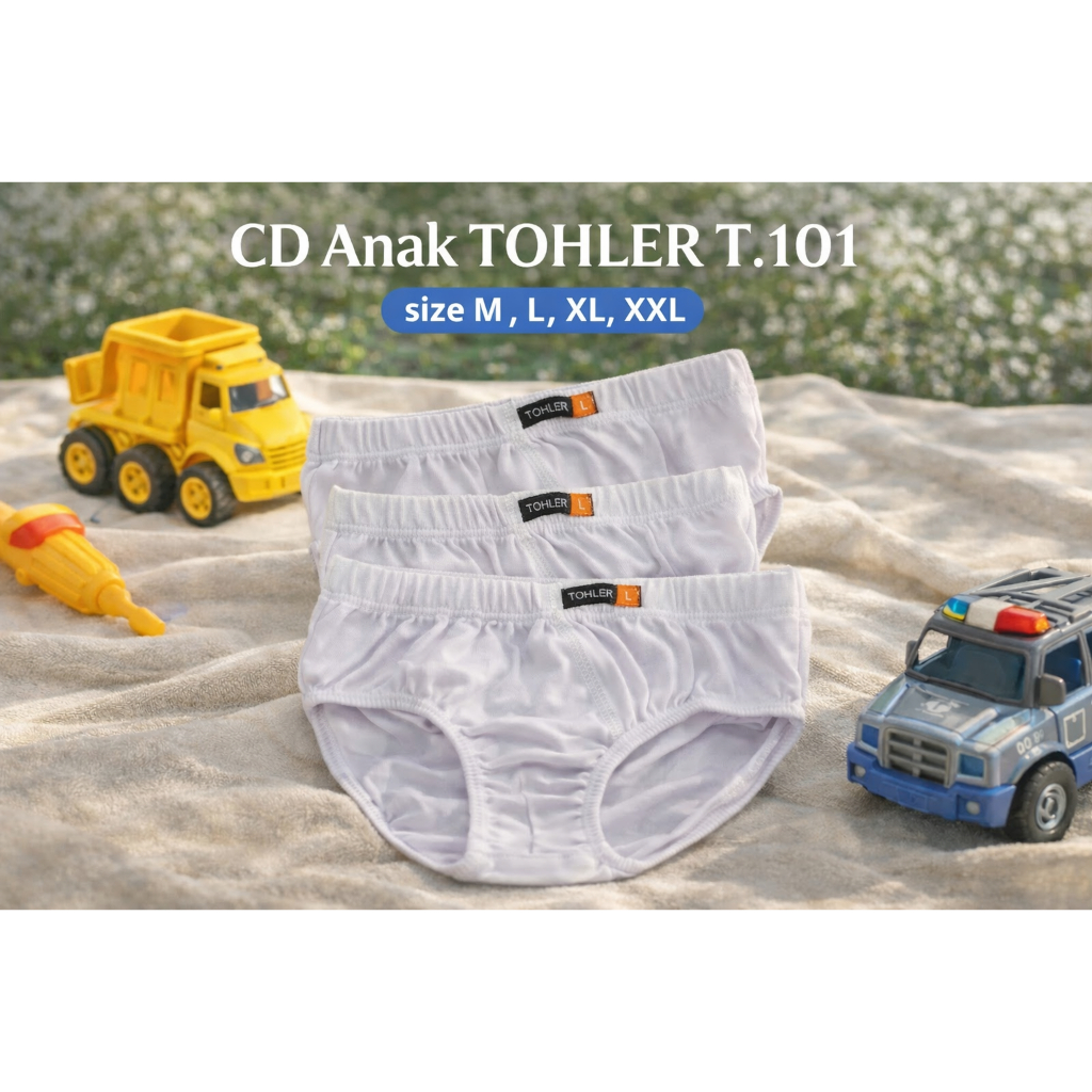 CD Anak Cowo Tohler Putih Bersih | CD Anak Karet Polos | Celana Dalam Anak Murah Adem