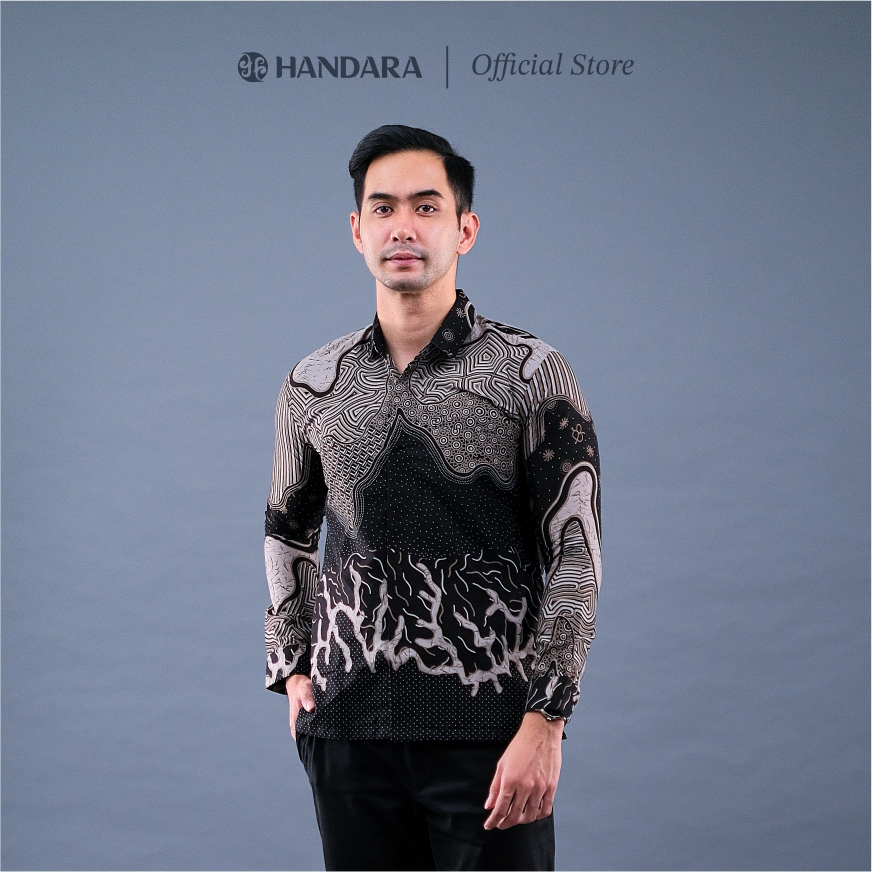 Batik Handara - Horizon Hitam Abu Kemeja Pria Furing Erro