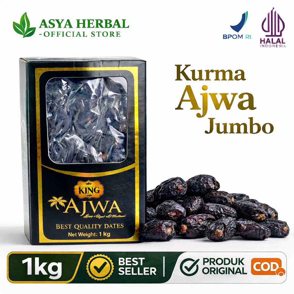Kurma Ajwa Premium 1KG | Kurma KIng Dates Ajwa Jumbo | Kurma Nabi Premium