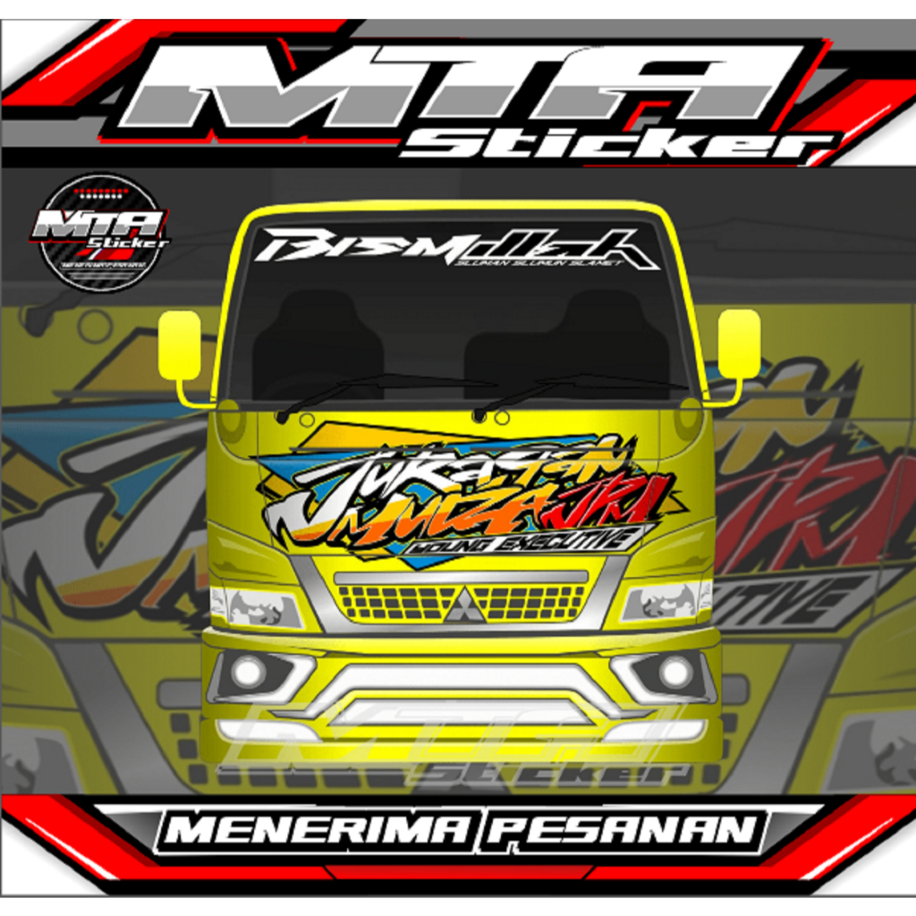 Stiker Kabin Depan & Kaca Depan Truk Canter - Stiker Variasi Truk Canter - Stiker Bisa Custom/Requet