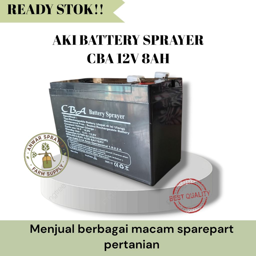 AKI  BATTERY CBA 12V 8AH / AKI CBA ORIGINAL / AKI SPAREPART, UPSI MOBIL MAINAN, PORTABEL SPEAKER, SE
