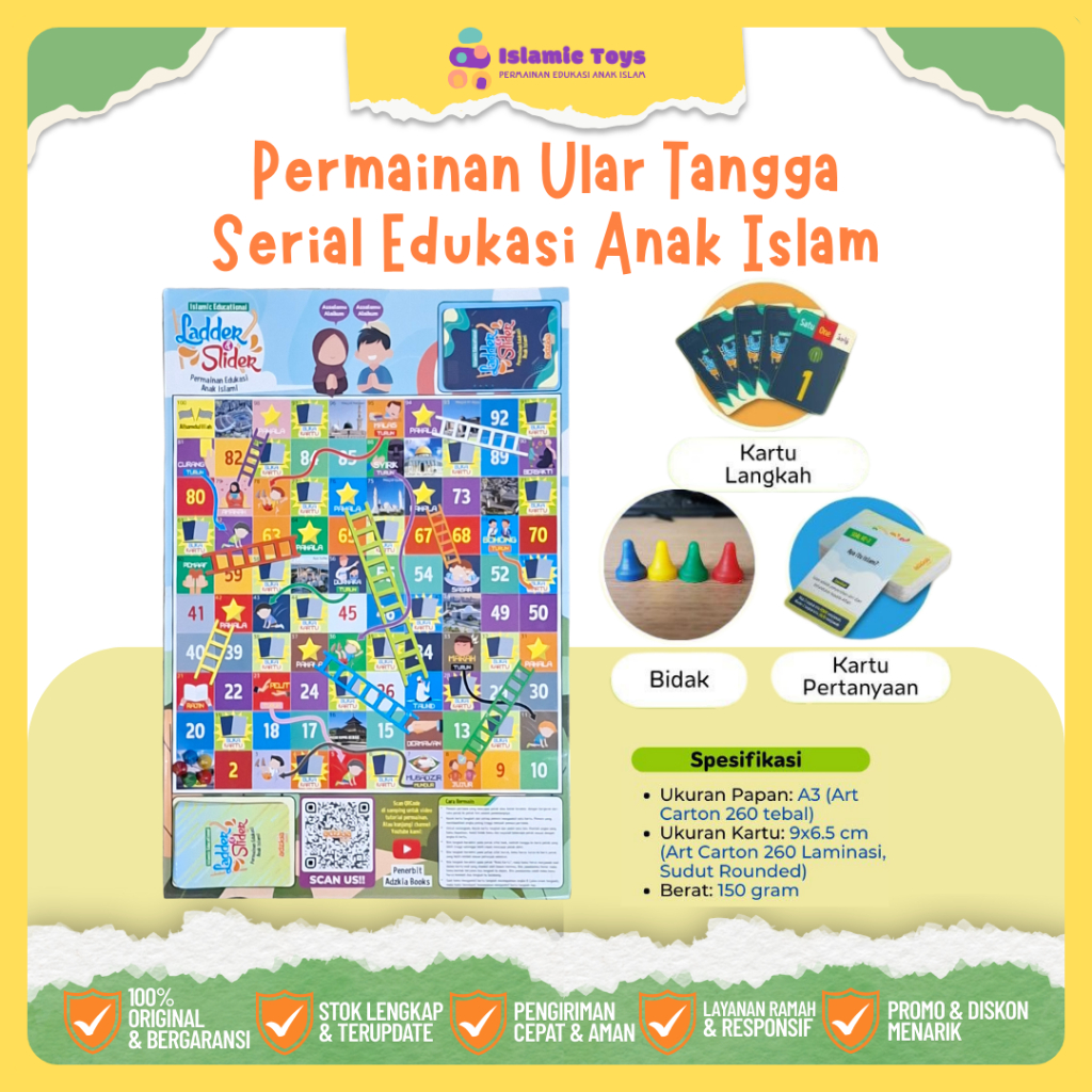 Mainan Edukasi Anak Islami  Ladder & Slider Papan Permainan Board Game Ular Tangga Serial Edukasi Wa