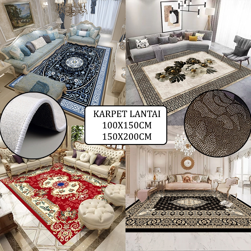 Karpet Lantai Polyester Permadani 150x200cm Karpet Ruang Tamu Bahan Polyester Anti Slip