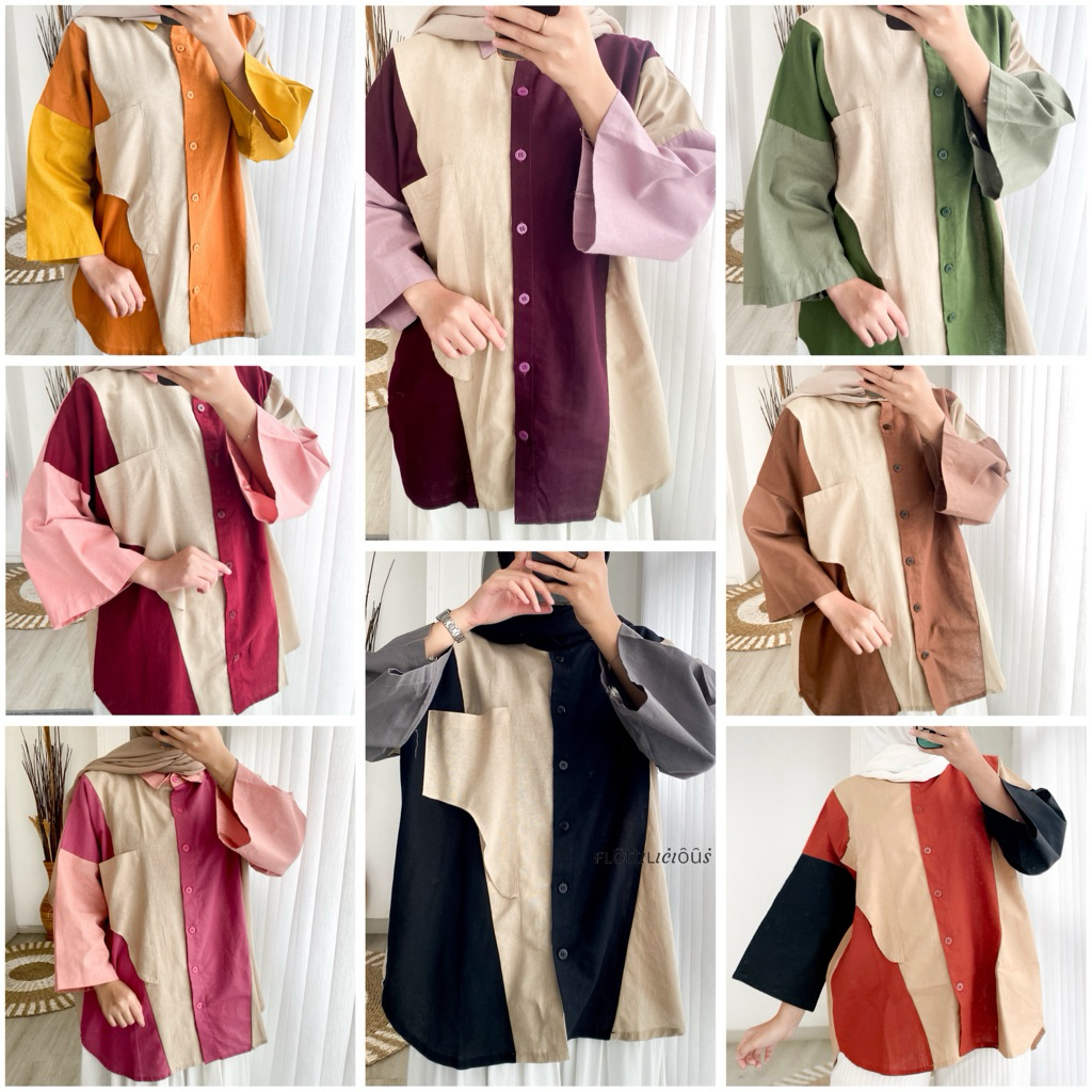 MAIZA SHIRT - FLOTTILICIOUS / Oversize Blouse / Bahan Katun Linen Rami / Bigsize Outfit / Kemeja San